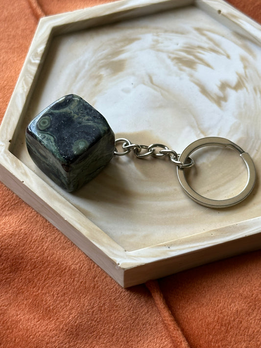 Sleutelhanger Kababa Jaspis kubus