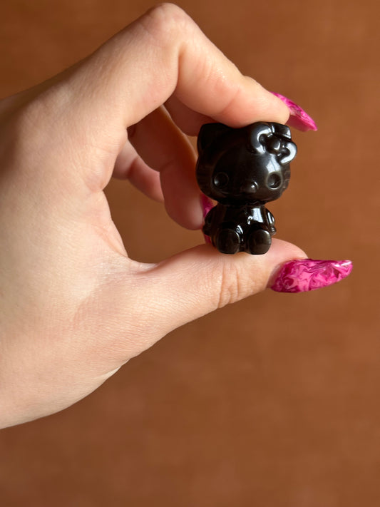 Zilveren Obsidiaan Hello kitty Nr. 1