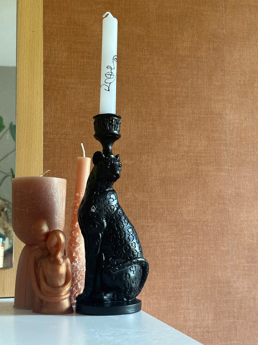 RaVa Home panther luipaard kandelaar zwart