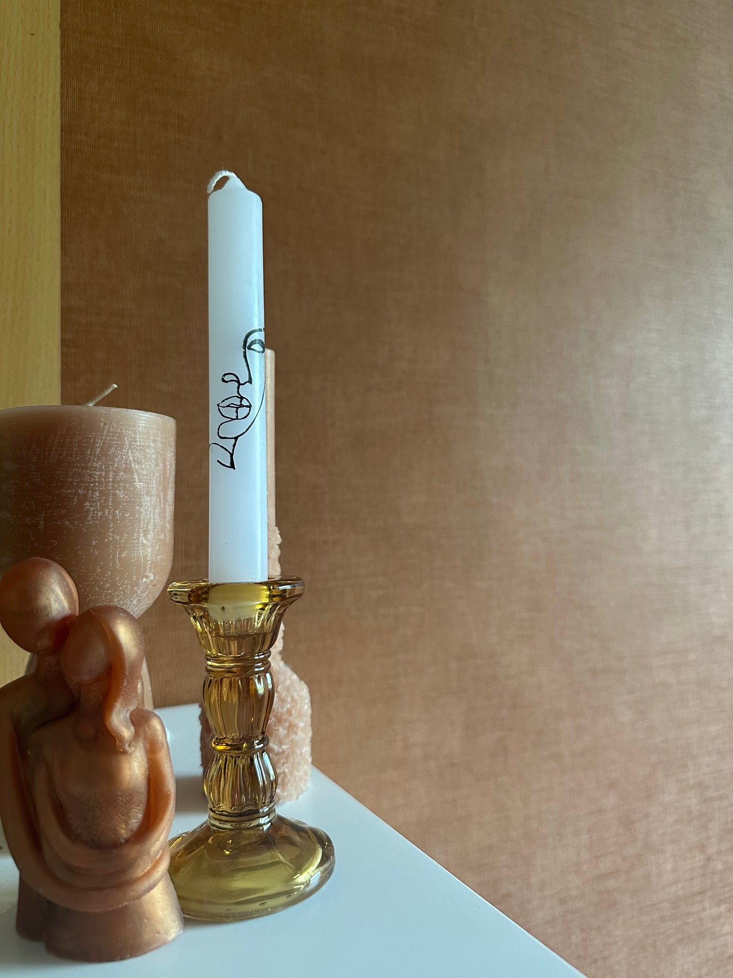 RaVa Home kandelaar sparkle geel goud glas
