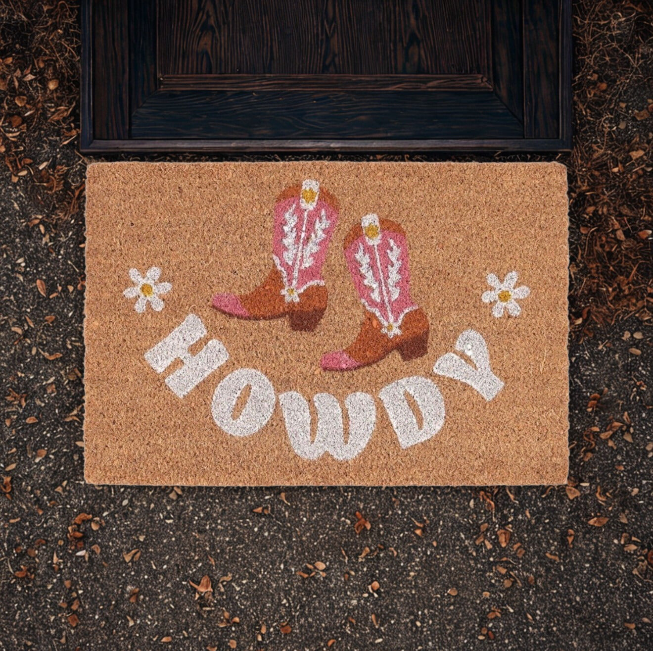 Cowboy laarzen en bloemen print deurmat voor binnen of buiten