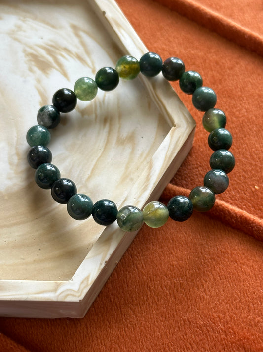 armband kindermaat kinderarmband mosagaat groen kogel 6mm armband