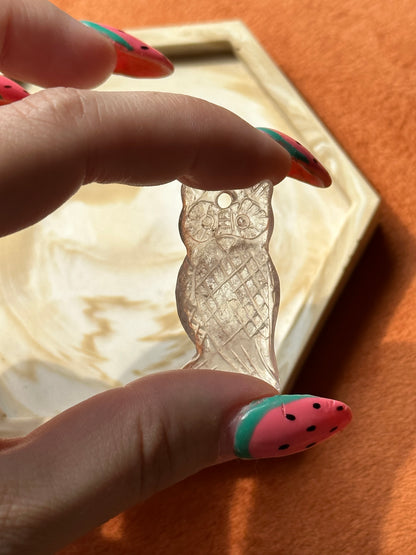 Bergkristal hanger uil doorboord