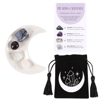 Crystal set met Sodaliet, Amethist, Howliet en Bergkristal in luxe verpakking
