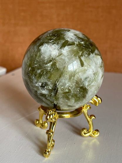 Groene mica - toermalijn en maansteen bol
