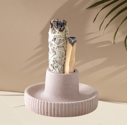 Smudge schaal greige geribbeld - voor het branden van Palo Santo en Salie