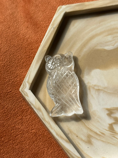 Bergkristal hanger uil doorboord