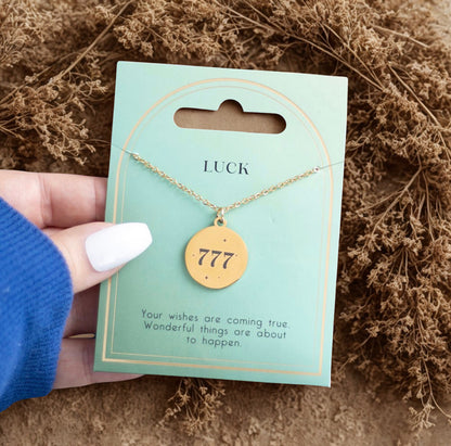 Angel Number 777 ketting van roestvrij staal met spirituele betekenis