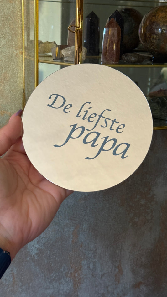 Vaderdag spiegeltje met tekst “De liefste papa” in donkerblauw – 12,5 cm cadeau voor je vader