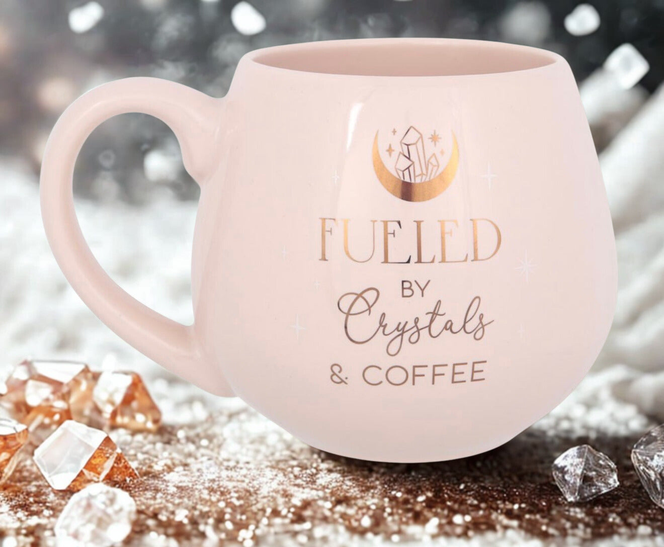 Roze Crystals & Coffee koffiemok – spirituele mok voor selfcare moment