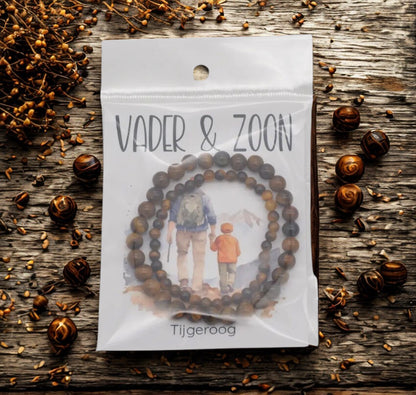 Vader & zoon armbandensetje Tijgeroog