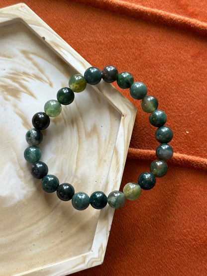 armband kindermaat kinderarmband mosagaat groen kogel 6mm armband