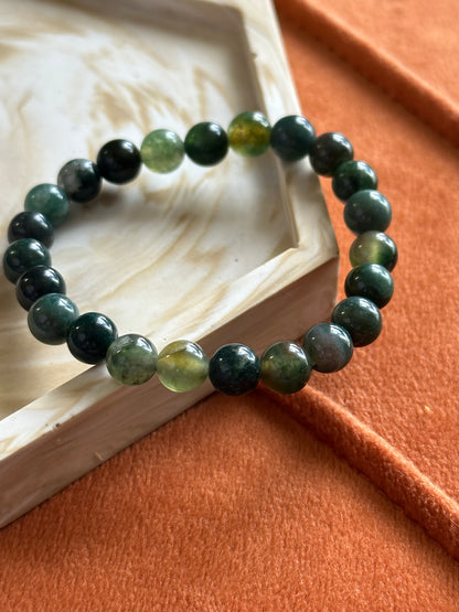 armband kindermaat kinderarmband mosagaat groen kogel 6mm armband