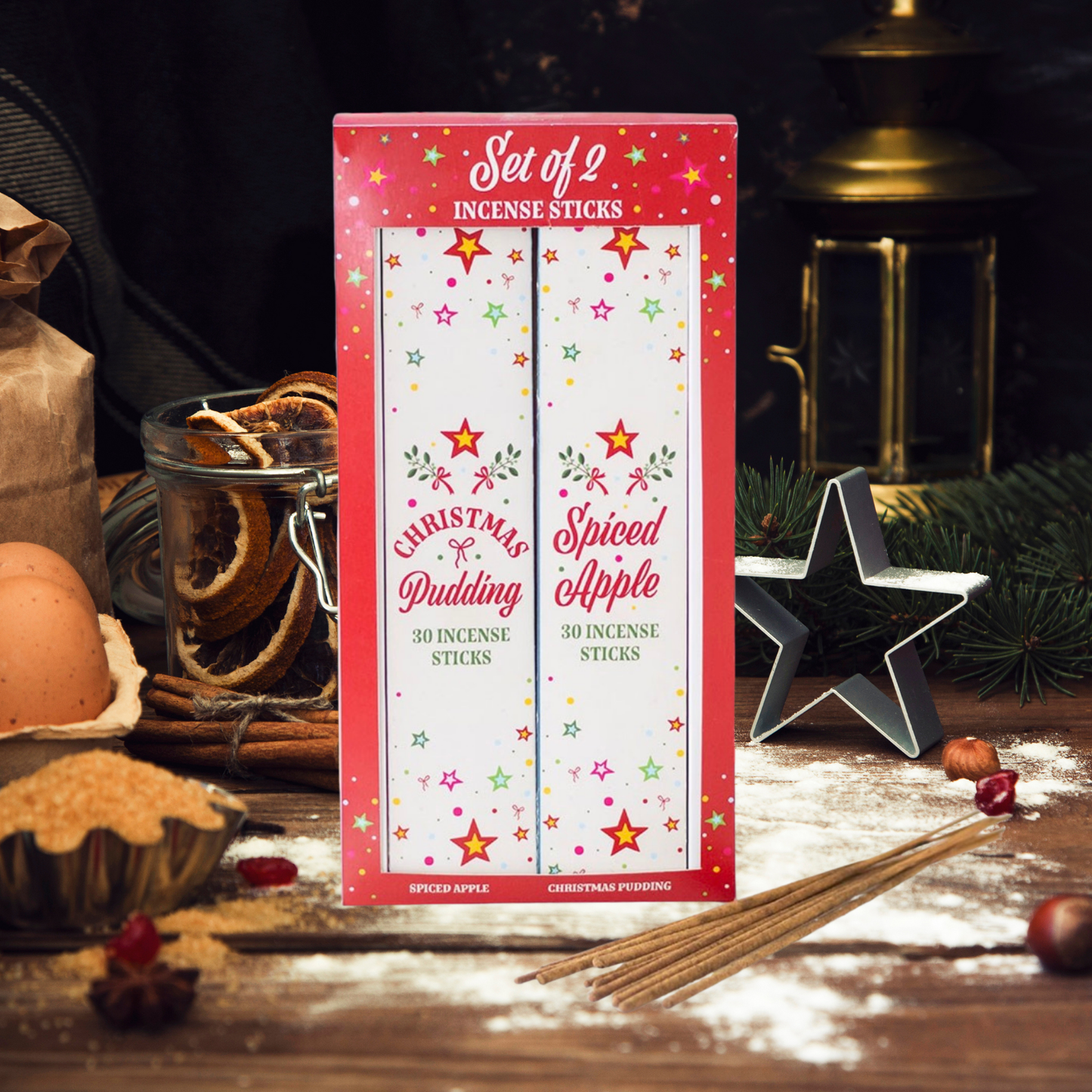 Wierookset Christmas Pudding en Spiced Apple in kerstverpakking