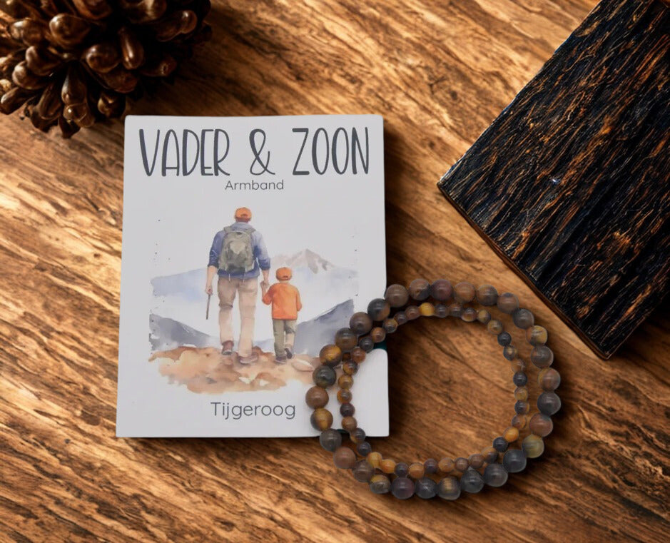 Stoer vader zoon cadeau met edelsteen armbanden
