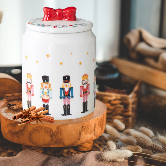 Kerst koekjespot met notenkrakers design