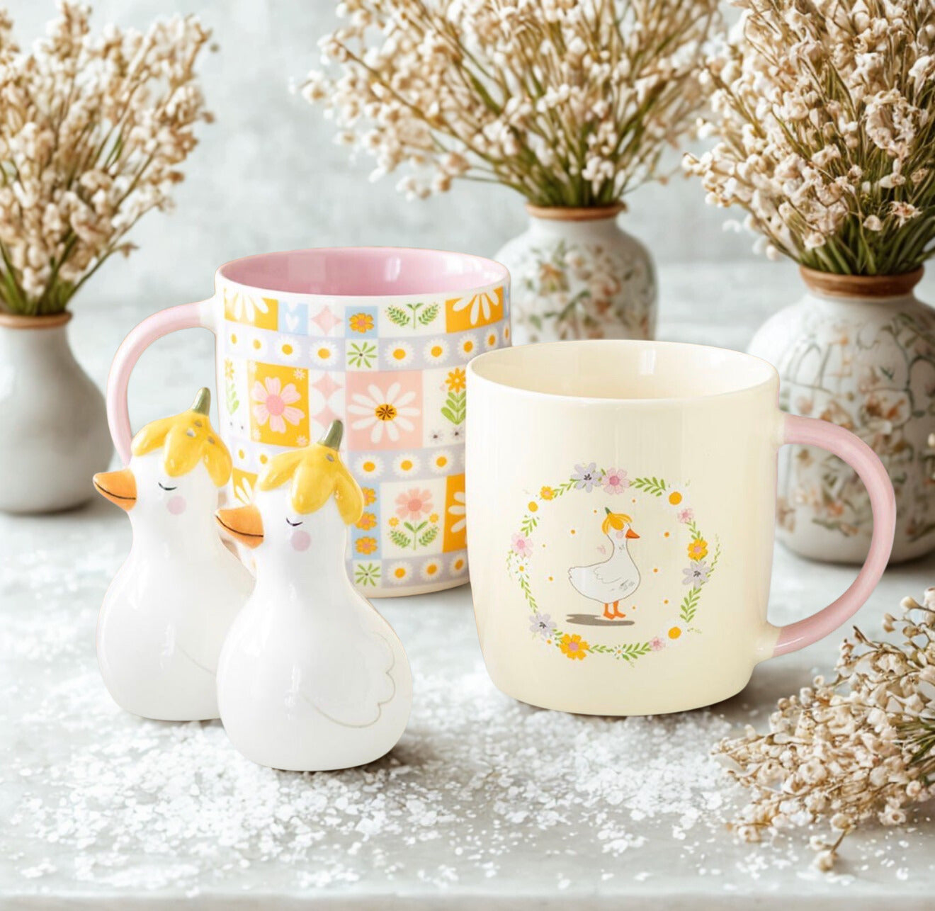 RaVa Home tafelstyling met decoratieve eendjes peper en zoutset