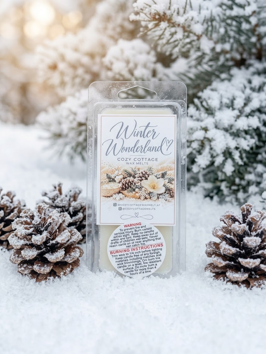 Winter Wonderland wax melts bar in de sneeuw met dennappels - Rava Home⁠